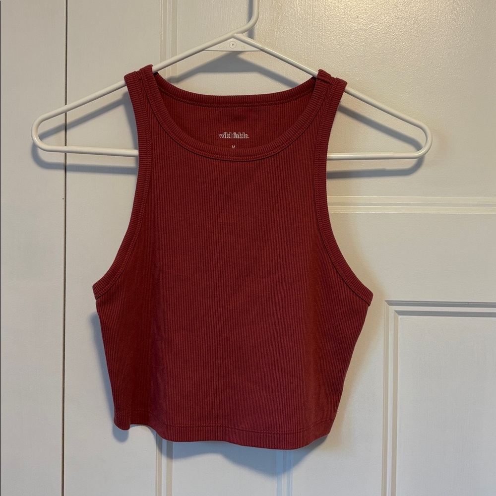 Wild Fable Burgundy Ribbed Crop Top